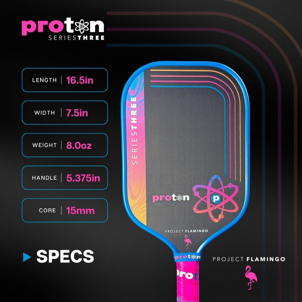 Pickleball Proton Series Three Pickleball Paddle - Project Flamingo Pink/White