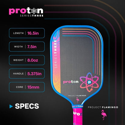 Pickleball Proton Series Three Pickleball Paddle - Project Flamingo Pink/White