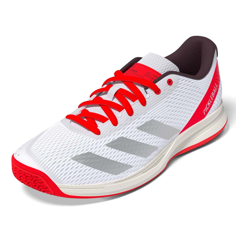 Pickleball adidas White/Silver/Red Courtflash  Pickleball Shoe White/Silver/Red