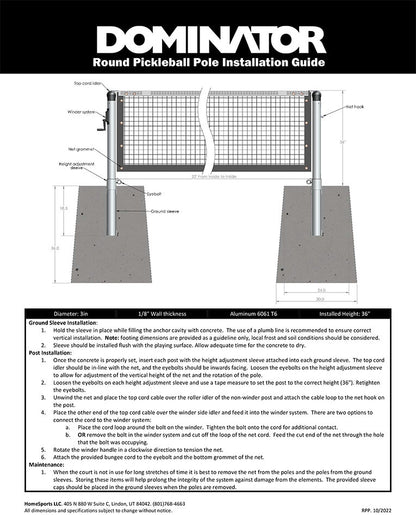 Pickleball Dominator Permanent Pickleball Net Post System