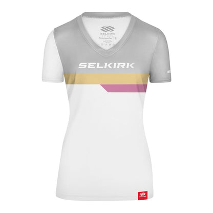 Pickleball Selkirk Legacy Line Short Sleeve V-Neck Shirt Gray