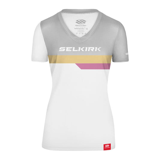 Pickleball Selkirk Legacy Line Short Sleeve V-Neck Shirt Gray
