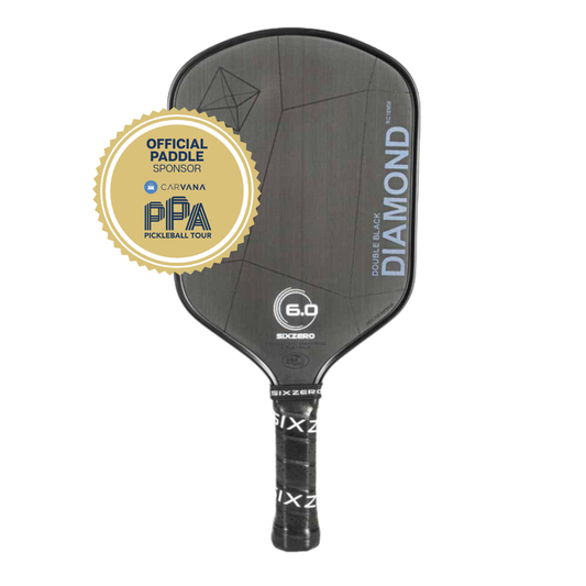 Pickleball Six Zero Double Black Diamond Control 16mm Paddle Black