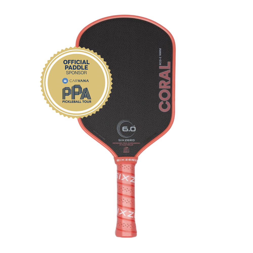 Pickleball Six Zero Coral 16mm Elongated Pickleball Paddle Pink