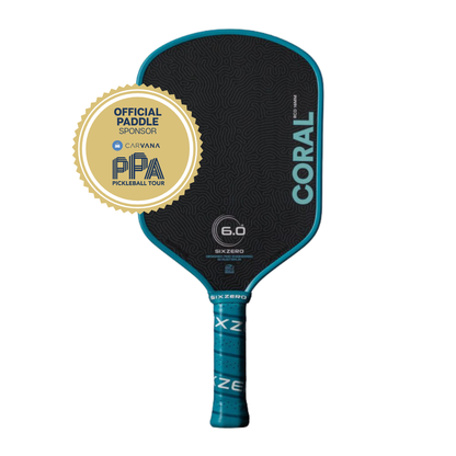 Pickleball Six Zero Coral 16mm Hybrid Pickleball Paddle Blue
