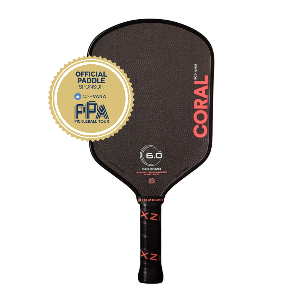 Pickleball Six Zero Coral 16mm Hybrid Pickleball Paddle Blue