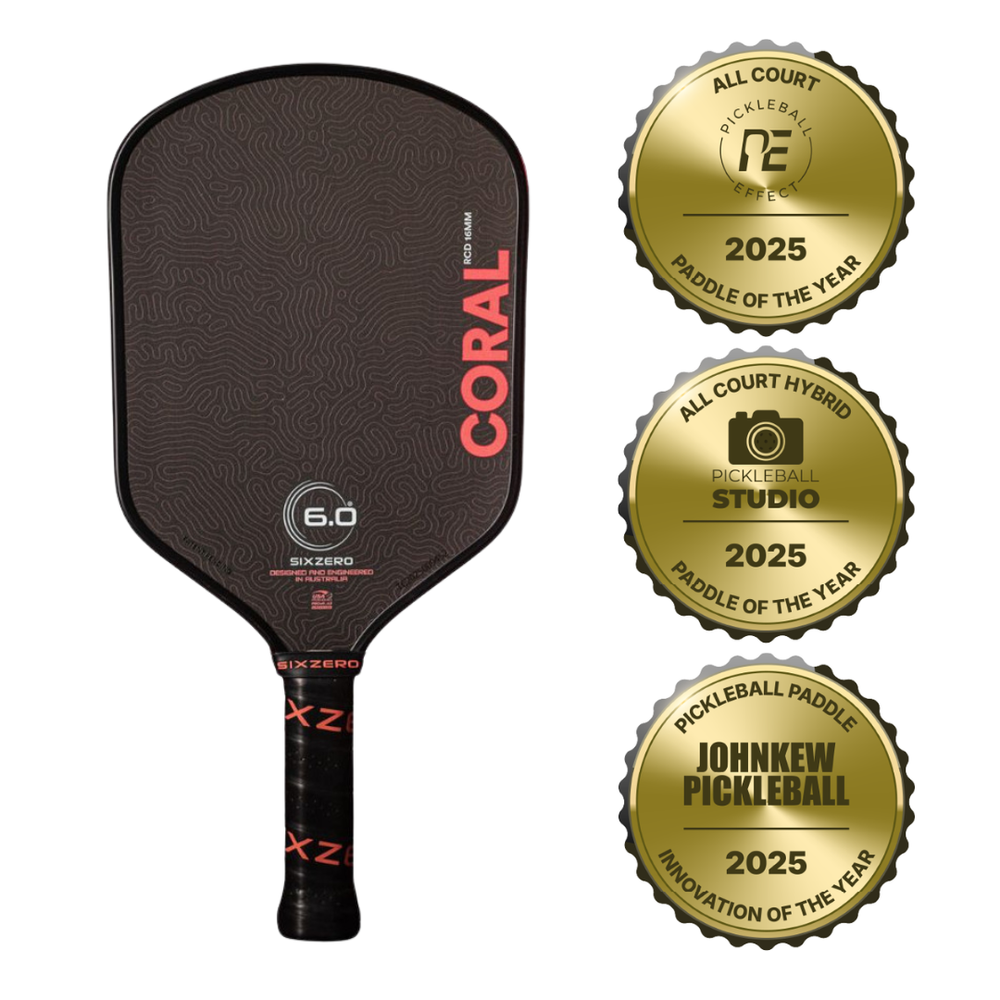 Pickleball Six Zero Coral 16mm Hybrid Pickleball Paddle Blue