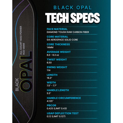 Pickleball Six Zero Black Opal Pickleball Paddle Black