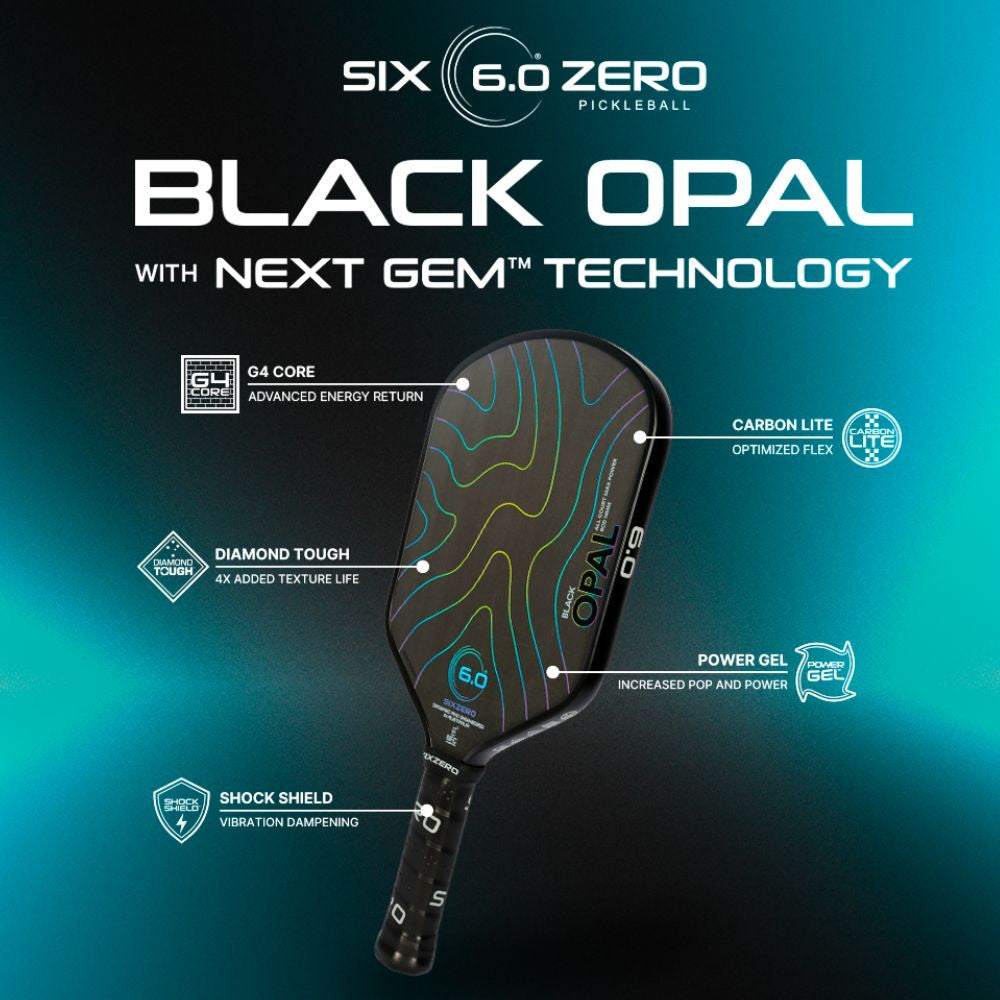 Pickleball Six Zero Black Opal Pickleball Paddle Black