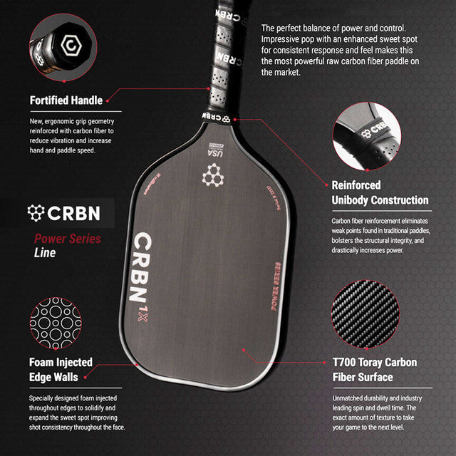 Pickleball CRBN-1X Power Series Carbon Fiber Pickleball Paddle