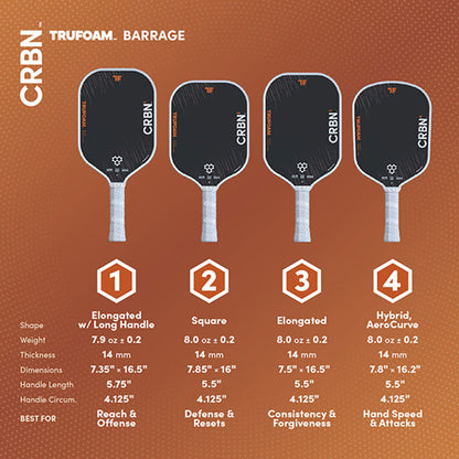 Pickleball CRBN3 TruFoam Barrage Pickleball Paddle