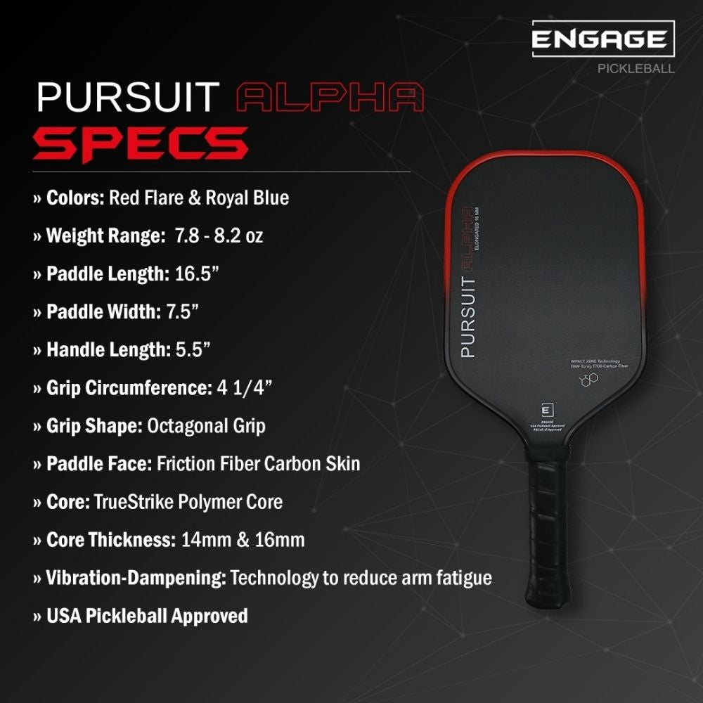 Pickleball Engage Pursuit Alpha 16mm Pickleball Paddle Blue
