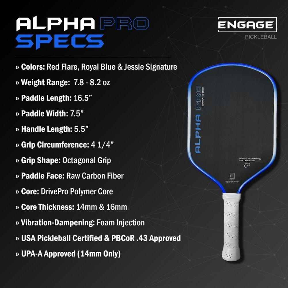 Pickleball Engage Pursuit Alpha Pro 16mm Pickleball Paddle Royal Blue