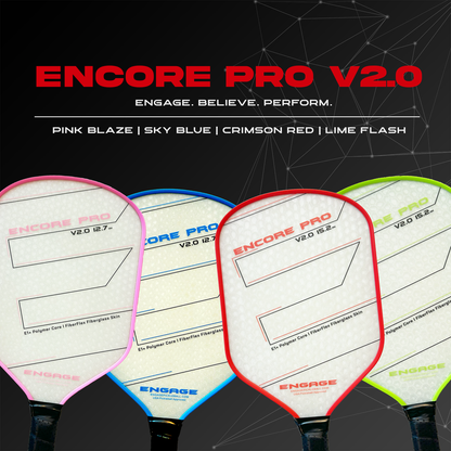 Pickleball Engage Encore Pro V2.0 12.7mm Pickleball Paddle Crimson Red