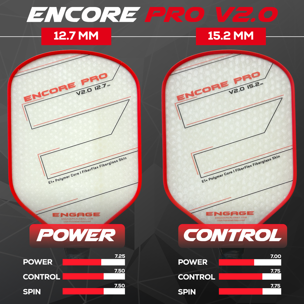 Pickleball Engage Encore Pro V2.0 12.7mm Pickleball Paddle Crimson Red