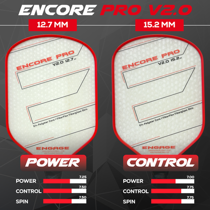 Pickleball Engage Encore Pro V2.0 12.7mm Pickleball Paddle Crimson Red