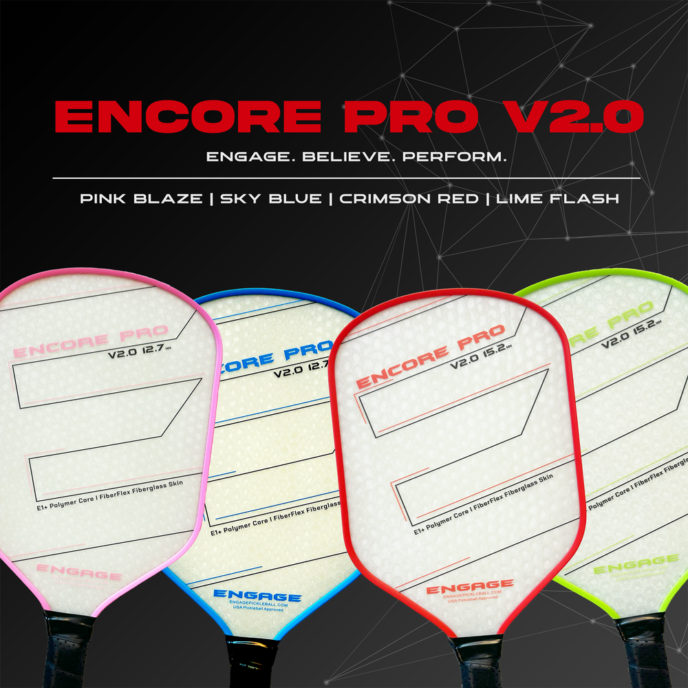 Pickleball Engage Encore Pro V2.0 15.2mm Pickleball Paddle Crimson Red