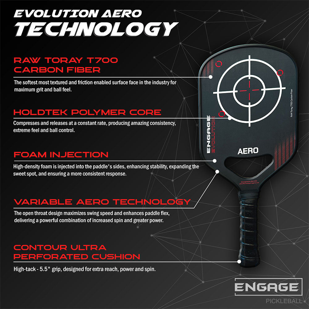 Pickleball Engage Evolution Aero Pickleball Paddle Scarlet Red