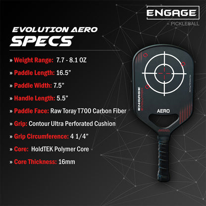 Pickleball Engage Evolution Aero Pickleball Paddle Scarlet Red