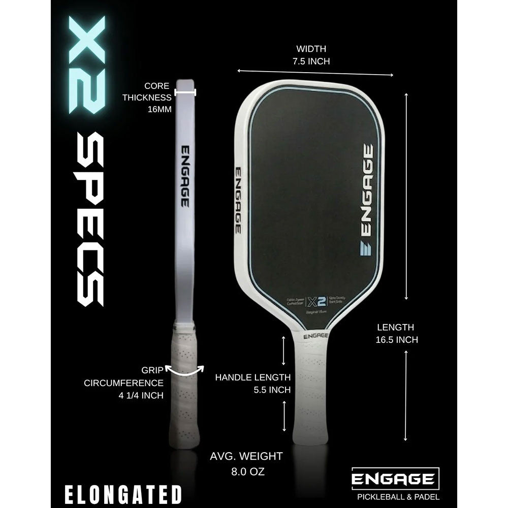 Pickleball Engage X2 Elongated 16mm Pickleball Paddle