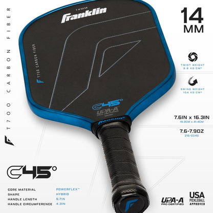 Pickleball Franklin C45 Hybrid 14mm Pickleball Paddle Blue
