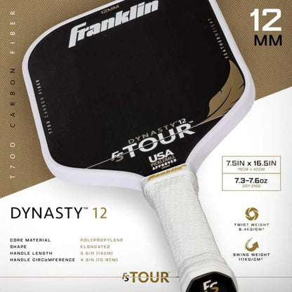 Pickleball Franklin FS Tour Featherweight Series Dynasty 12mm Pickleball Paddle White