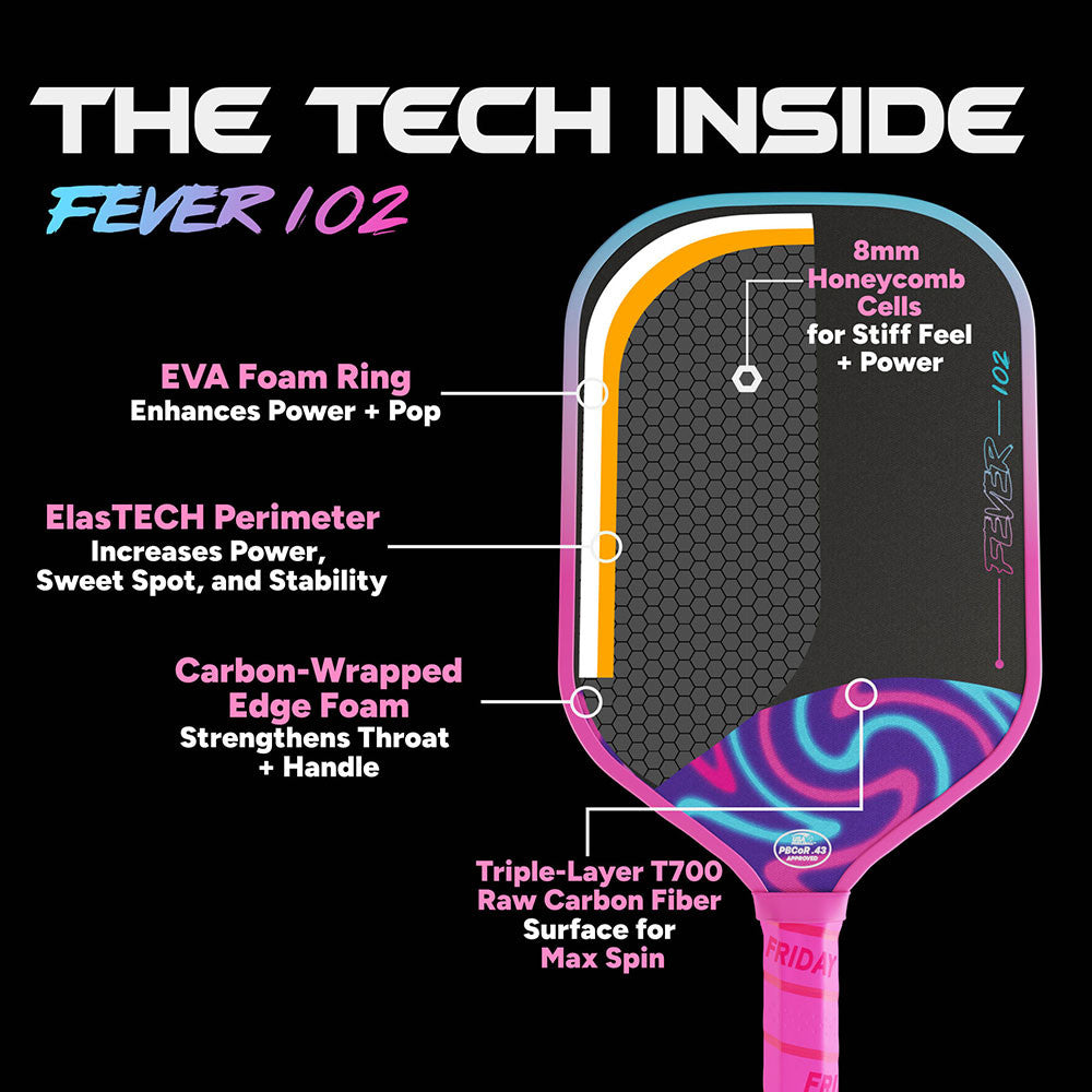 Pickleball FRIDAY Fever 102 Elongated Pickleball Paddle Stealth