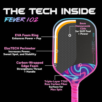 Pickleball FRIDAY Fever 102 Elongated Pickleball Paddle Stealth