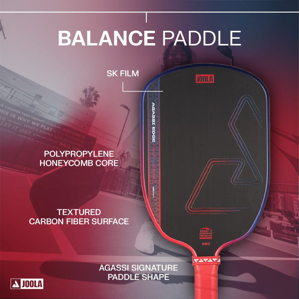 Pickleball JOOLA Agassi Edge Heat Vision 16mm Pickleball Paddle Gradient Orange Red