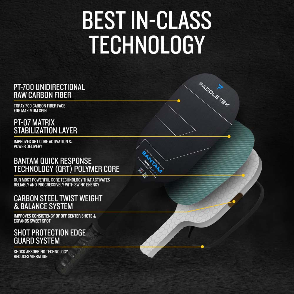 Pickleball Paddletek Bantam ALW-C Anna Leigh Waters Carbon 12.7mm Paddle Aurora