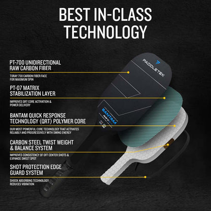 Pickleball Paddletek Bantam ALW-C Anna Leigh Waters Carbon 12.7mm Paddle Aurora