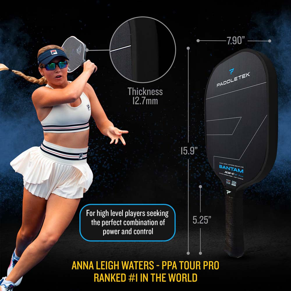 Pickleball Paddletek Bantam ALW-C Anna Leigh Waters Carbon 12.7mm Paddle Aurora