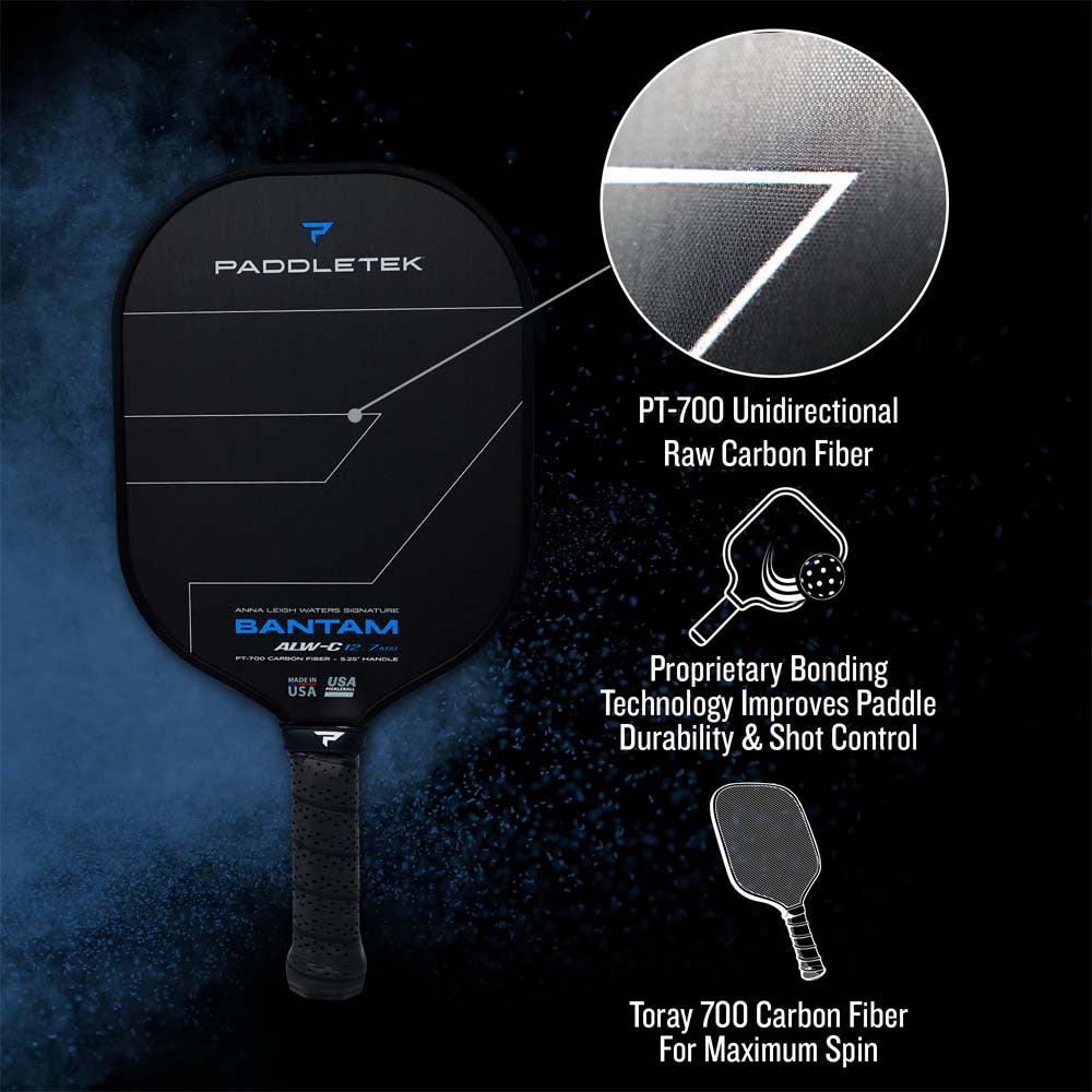 Pickleball Paddletek Bantam ALW-C Anna Leigh Waters Carbon 12.7mm Paddle Aurora