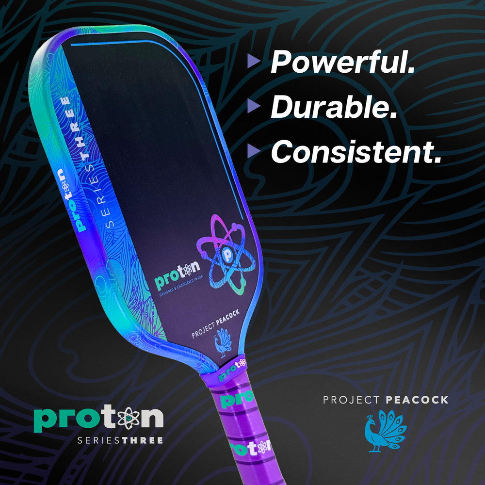 Pickleball Proton Series Three Project Peacock 15mm Widebody Pickleball Paddle