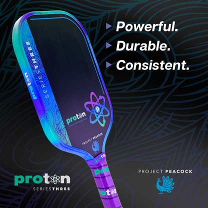 Pickleball Proton Series Three Project Peacock 15mm Widebody Pickleball Paddle