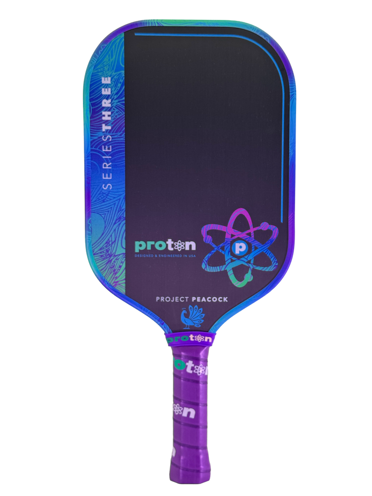 Pickleball Proton Series Three Project Peacock 13mm Elongated Pickleball Paddle