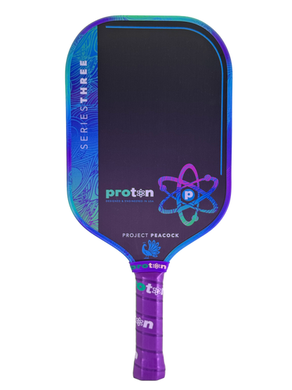 Pickleball Proton Series Three Project Peacock 13mm Elongated Pickleball Paddle