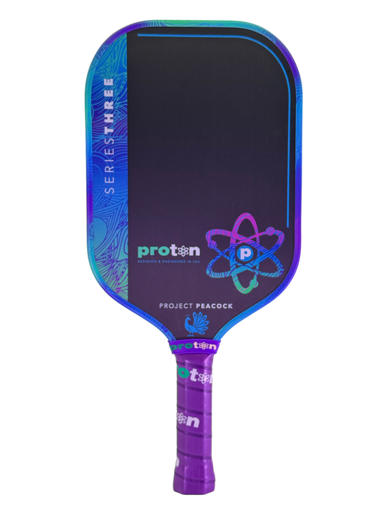 Pickleball Proton Series Three Project Peacock 13mm Elongated Pickleball Paddle