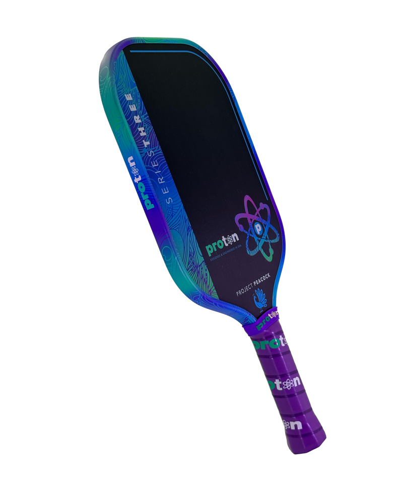 Pickleball Proton Series Three Project Peacock 13mm Elongated Pickleball Paddle