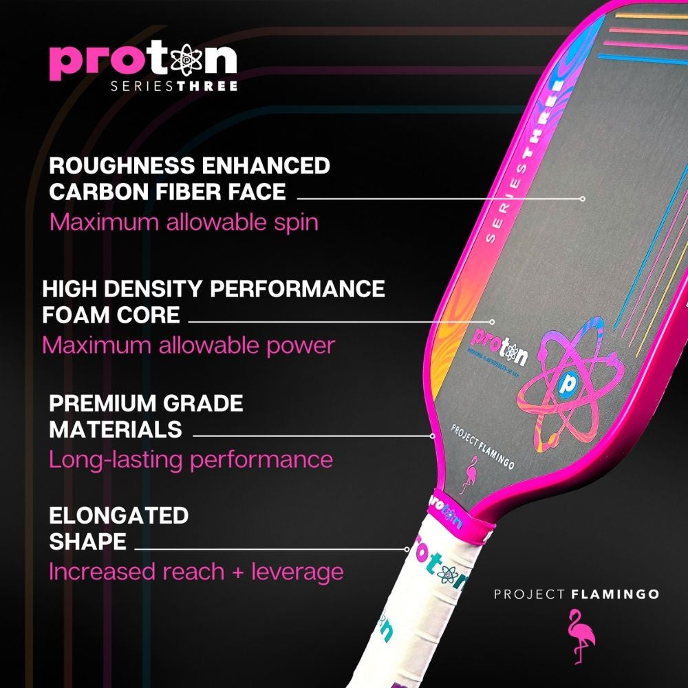 Pickleball Proton Series Three Project Peacock 15mm Widebody Pickleball Paddle Blue
