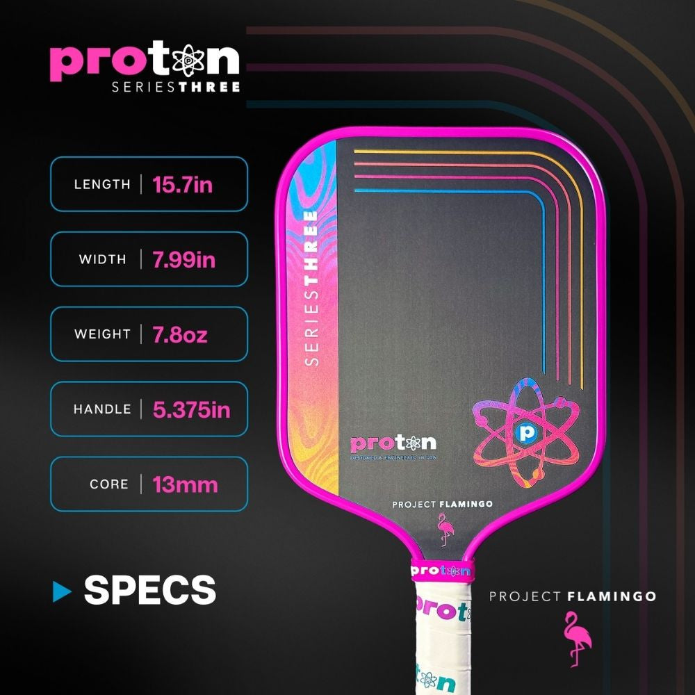 Pickleball Proton Series Three Project Peacock 15mm Widebody Pickleball Paddle Blue