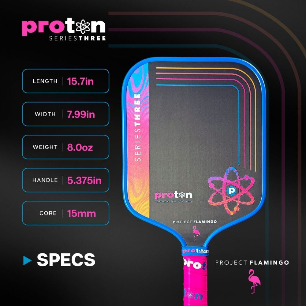 Pickleball Proton Series Three Project Peacock 13mm Widebody Pickleball Paddle Blue