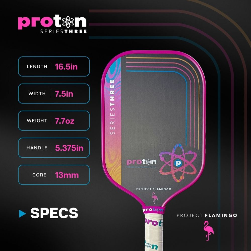 Pickleball Proton Series Three Project Peacock 13mm Pickleball Paddle Blue