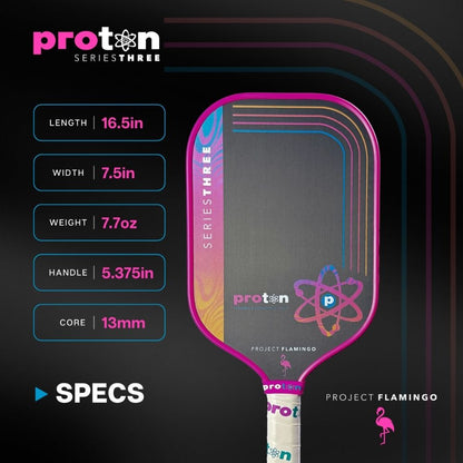Pickleball Proton Series Three Project Peacock 13mm Pickleball Paddle Blue