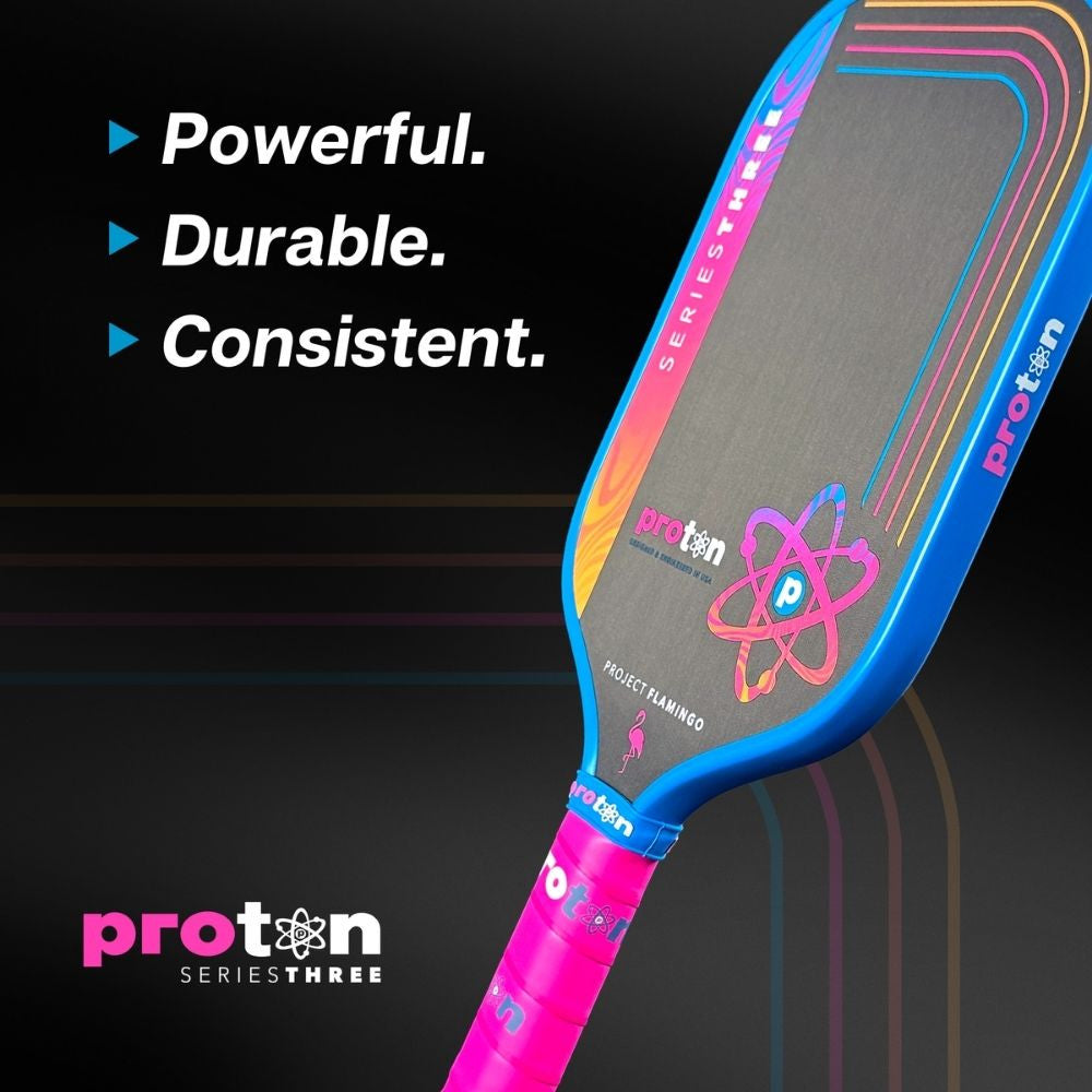 Pickleball Proton Series Three Project Peacock 13mm Pickleball Paddle Blue
