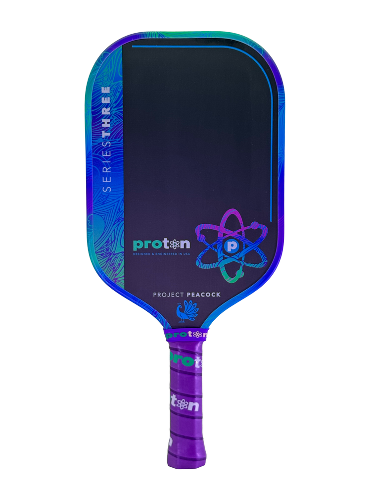 Pickleball Proton Series Three Project Peacock 15mm Elongated Pickleball Paddle