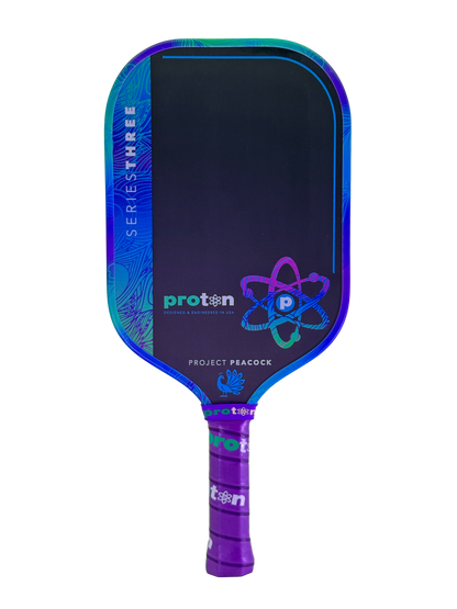 Pickleball Proton Series Three Project Peacock 15mm Elongated Pickleball Paddle