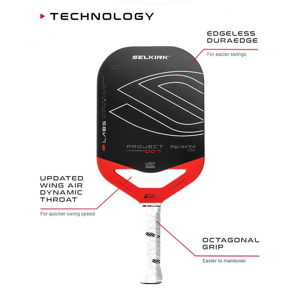 Pickleball Selkirk Labs Project 007 Invikta 10mm Pickleball Paddle Black