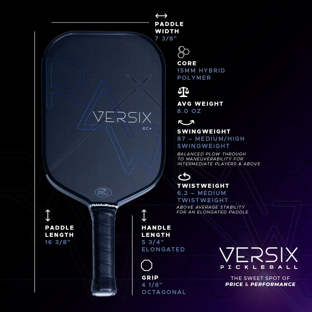 Pickleball VERSIX RAW 6C Carbon Fiber Pickleball Paddle