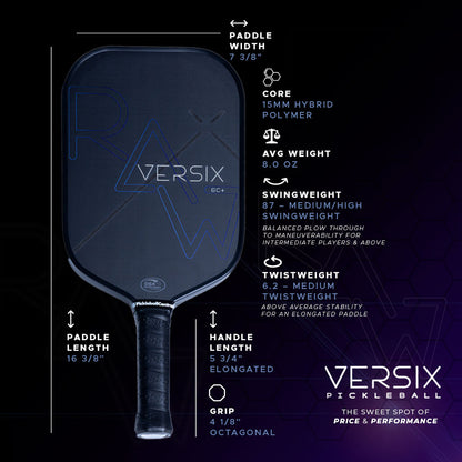 Pickleball VERSIX RAW 6C Carbon Fiber Pickleball Paddle